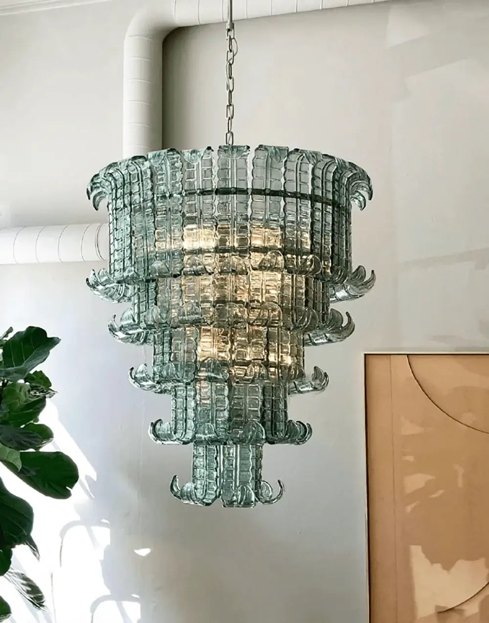 Elegant Leaf-Shaped Murano Glass Chandelier - OROA