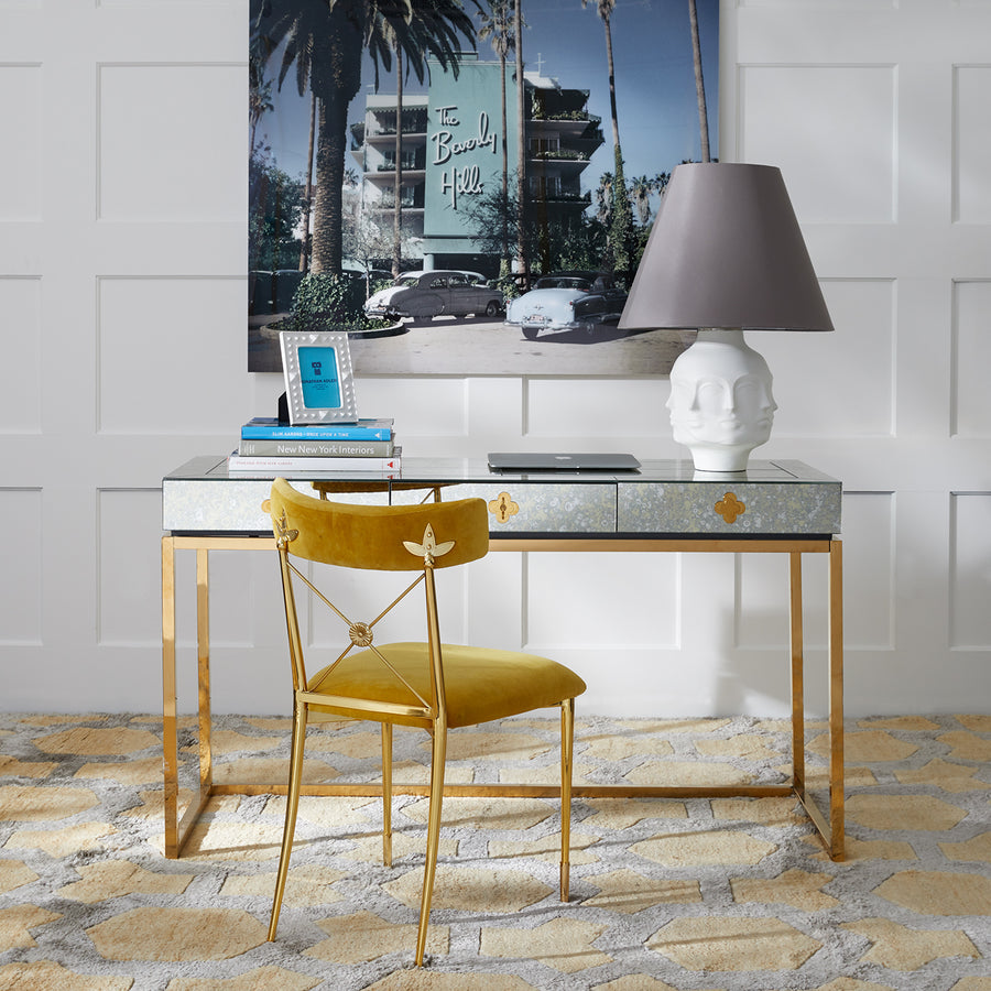 Antiqued Mirror 3-Drawer Desk | Jonathan Adler Delphine | Oroa.com