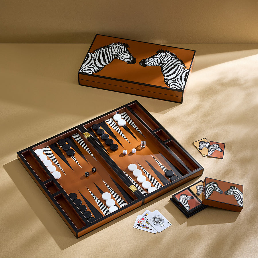 Velvet Lined Backgammon Set | Jonathan Adler Zebra | Oroa.com