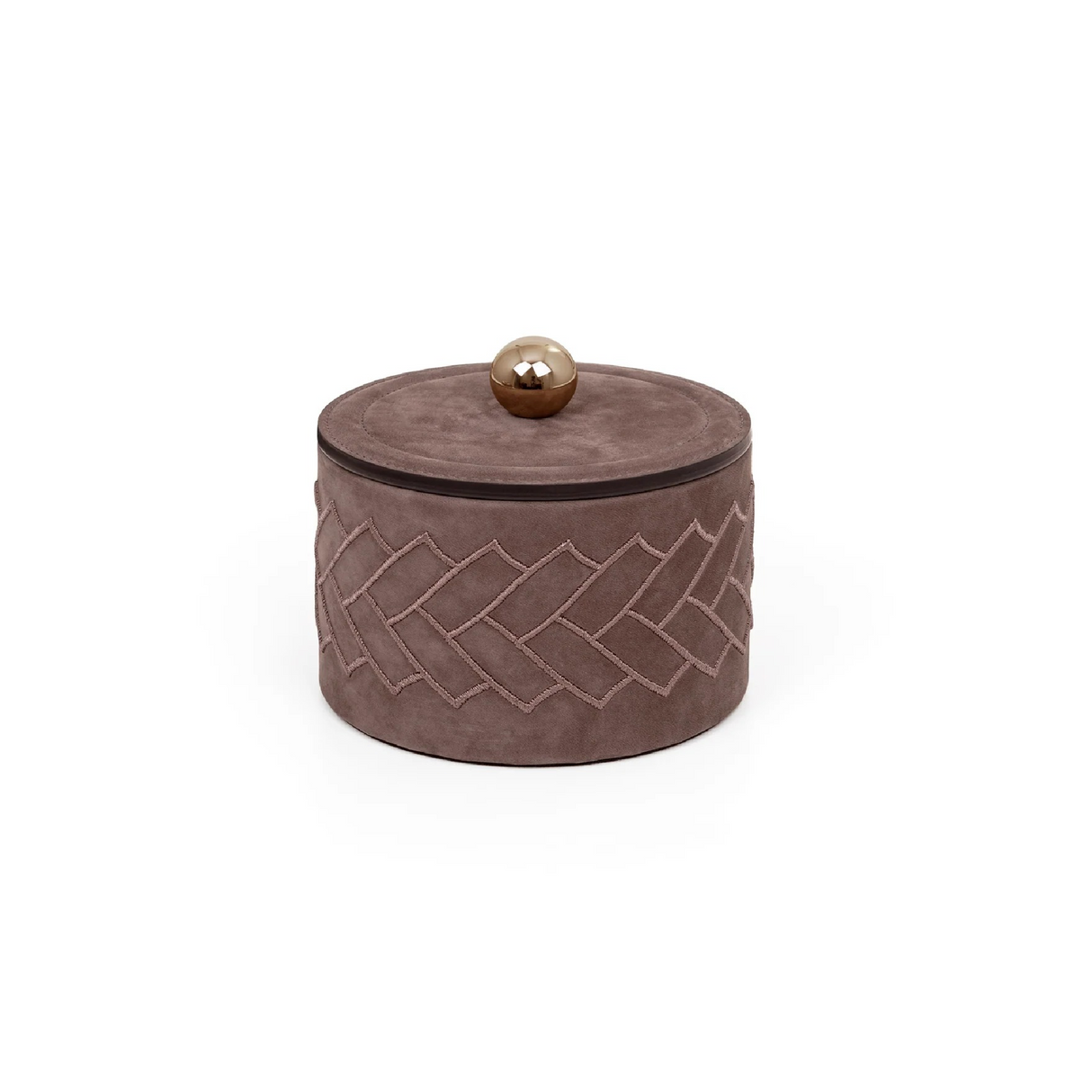 Round Embroidered Leather Box | Pinetti Lily | OROA.com