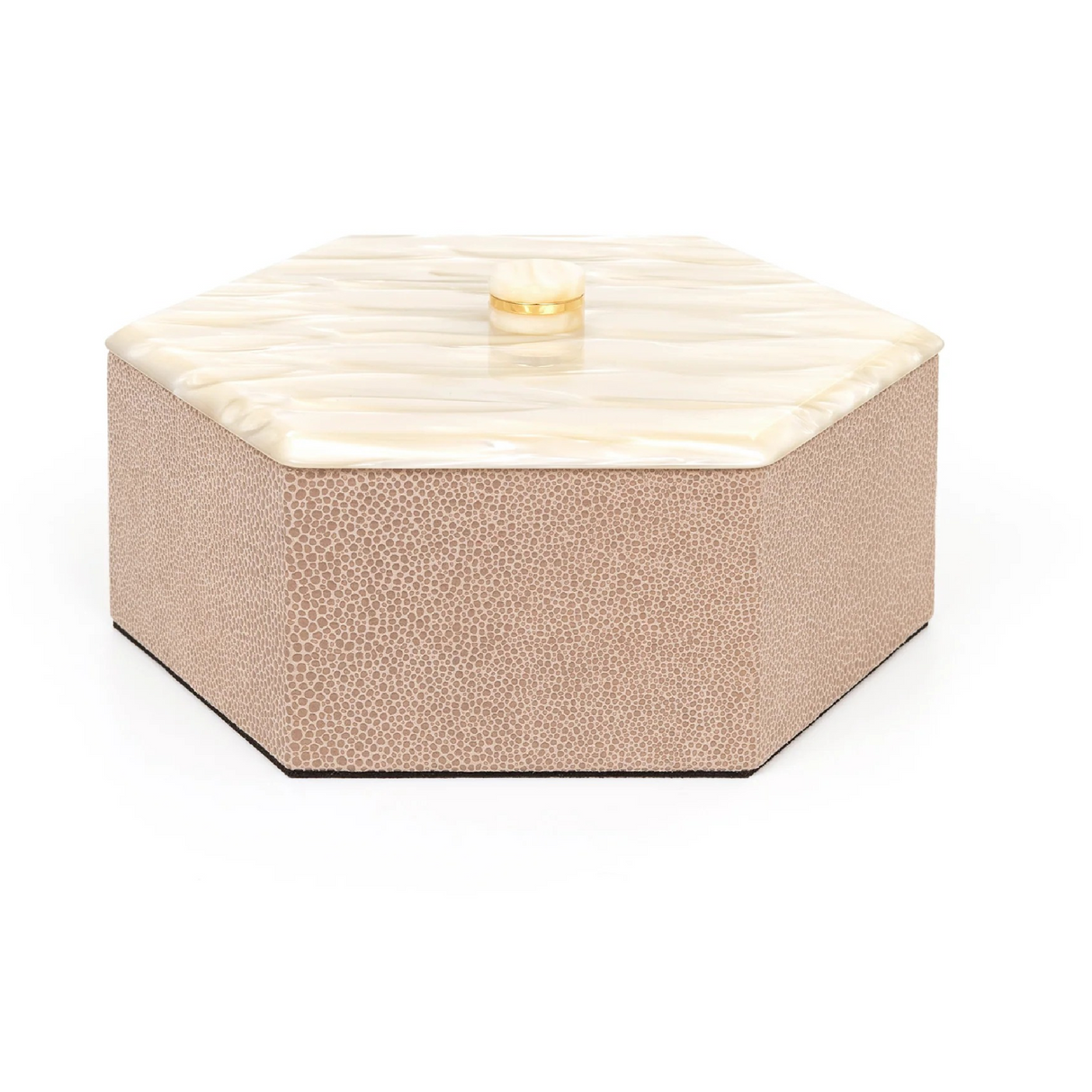 Leather Hexagonal Lidded Box | Pinetti Kelly | OROA.com