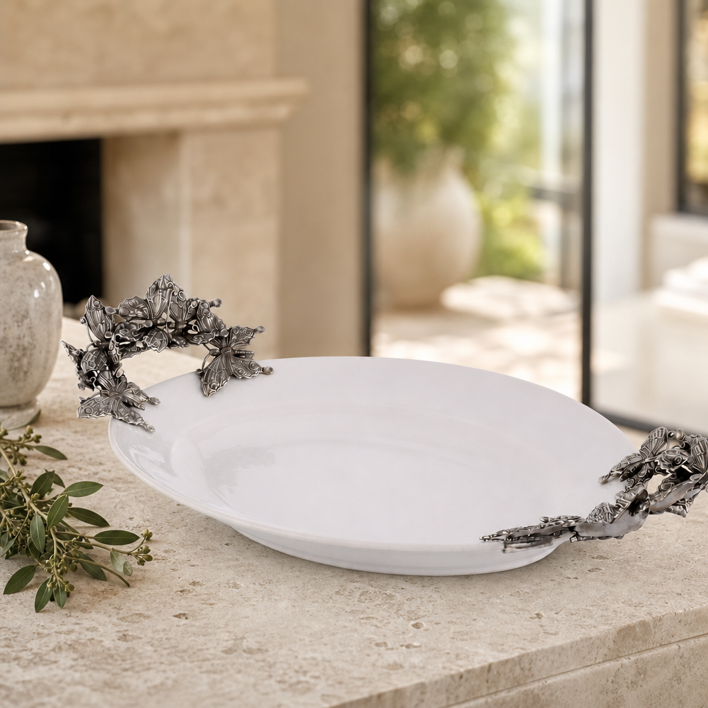 Butterfly Stoneware Tray Large - OROA