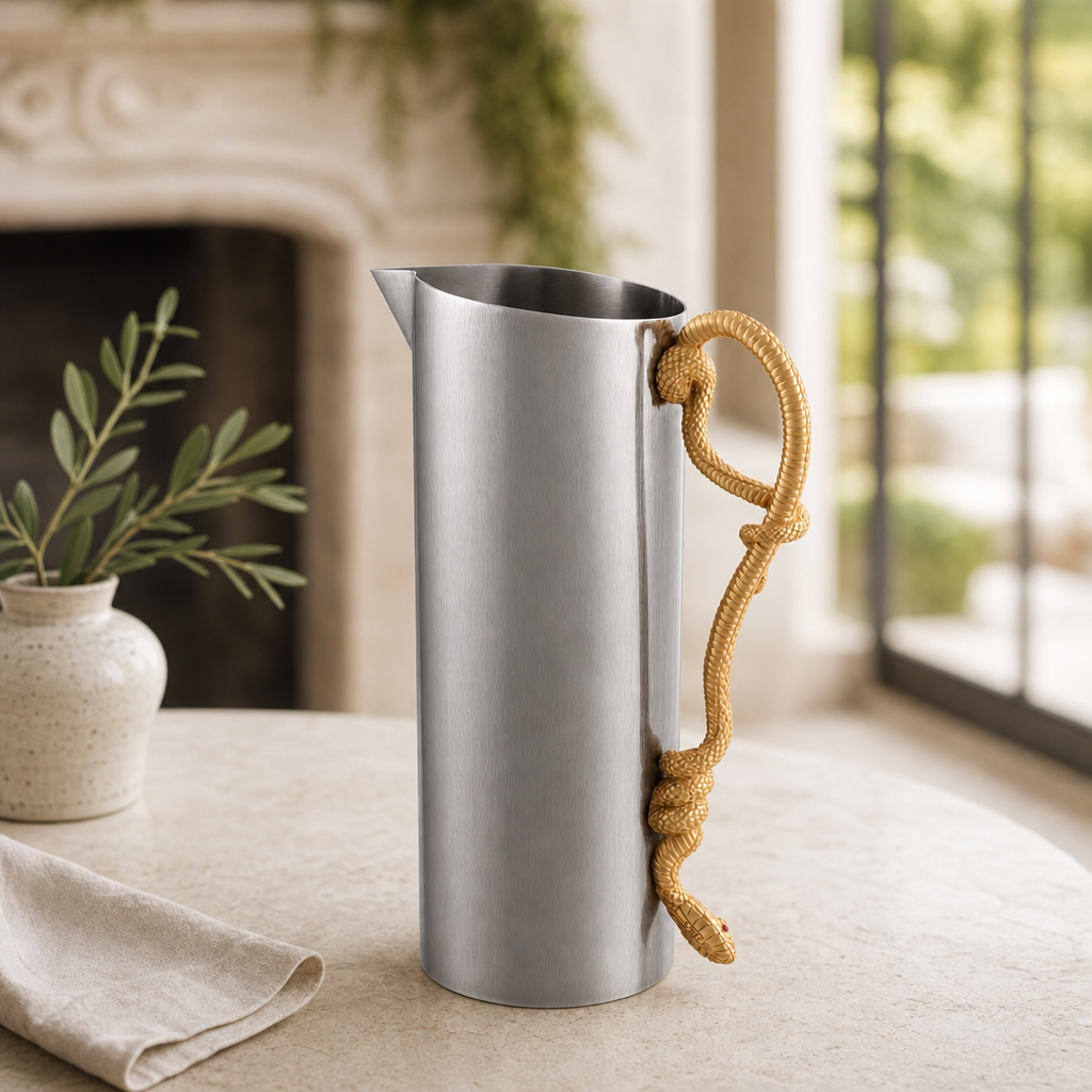 Luxury Stainless Steel & Golden Snake Pitcher - OROA