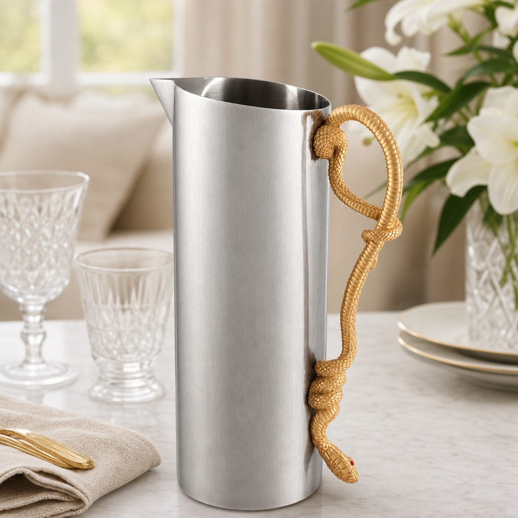 Luxury Stainless Steel & Golden Snake Pitcher - OROA