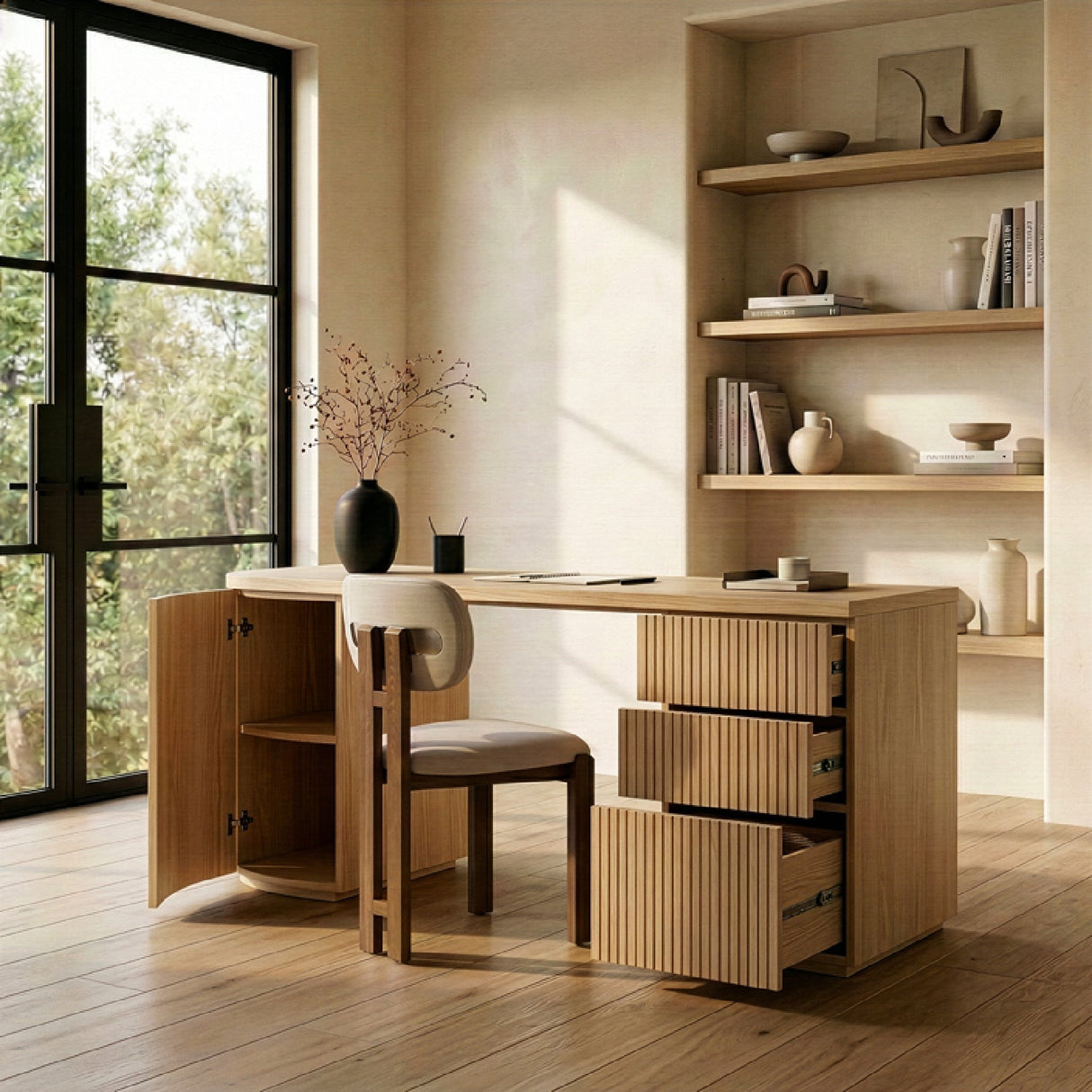 Modern European furniture - Wooden 3-Drawer Desk - www.oroa.com