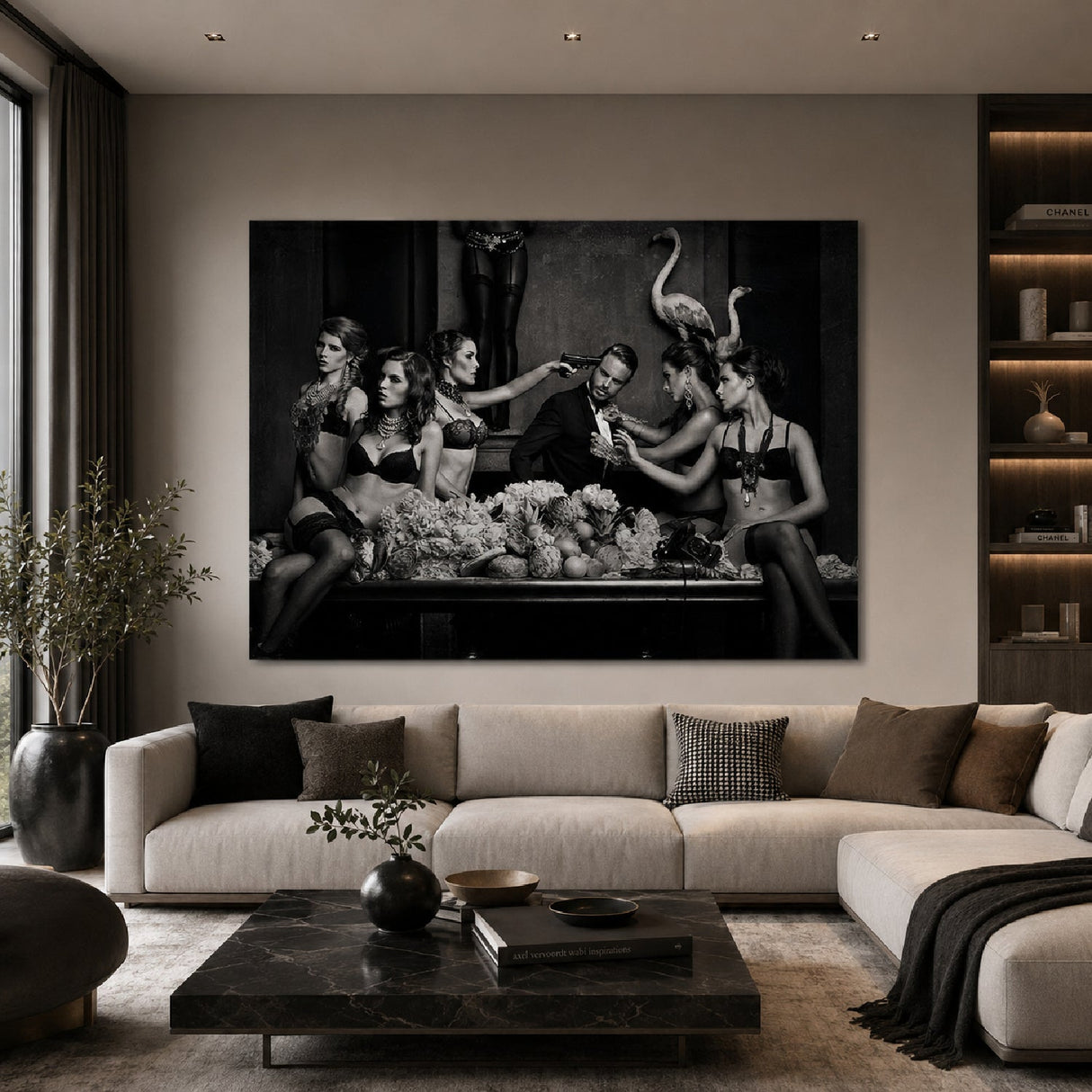 Woman's Rule Lady Pointing Gun Monochrome photographic art print by Cobra Art, alternate view 2