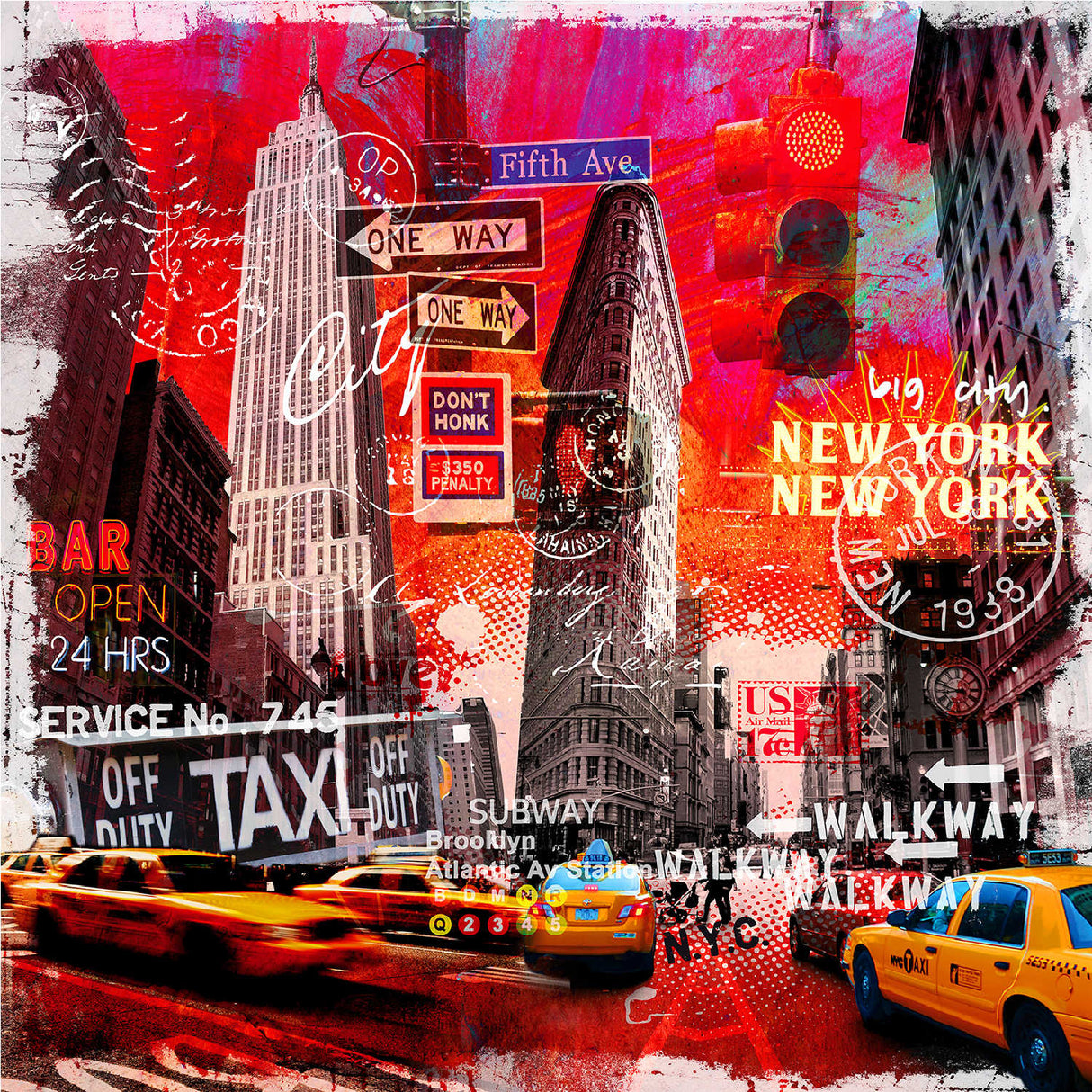 New York Sunset Colorful Urban Scene photographic art print by Cobra Art