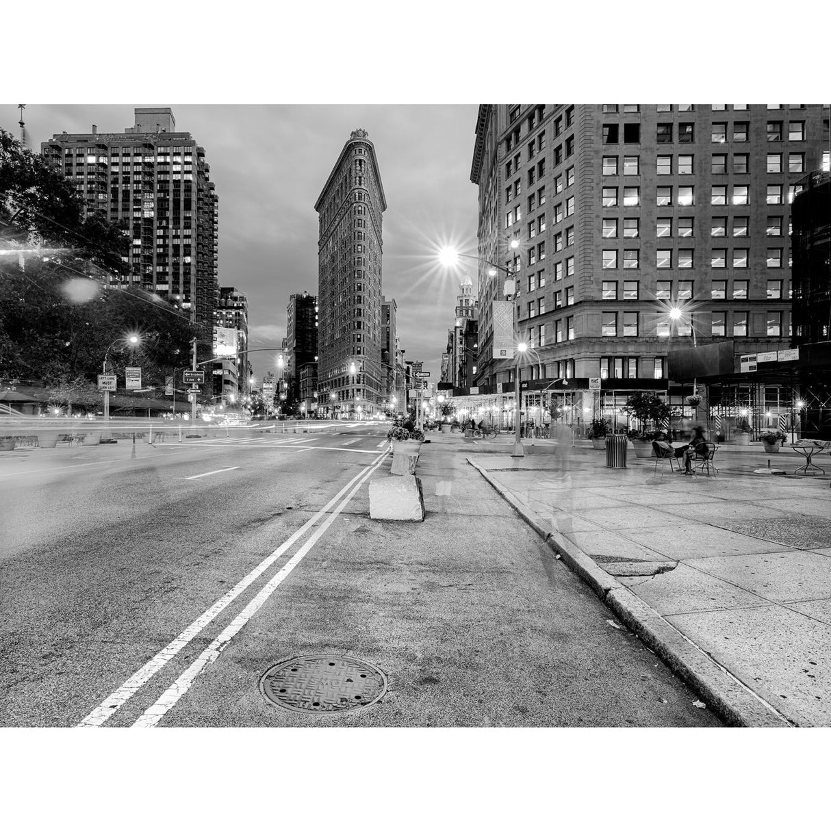 Flatiron Dusk Shot Iconic Building Monochrome photographic art print by Cobra Art