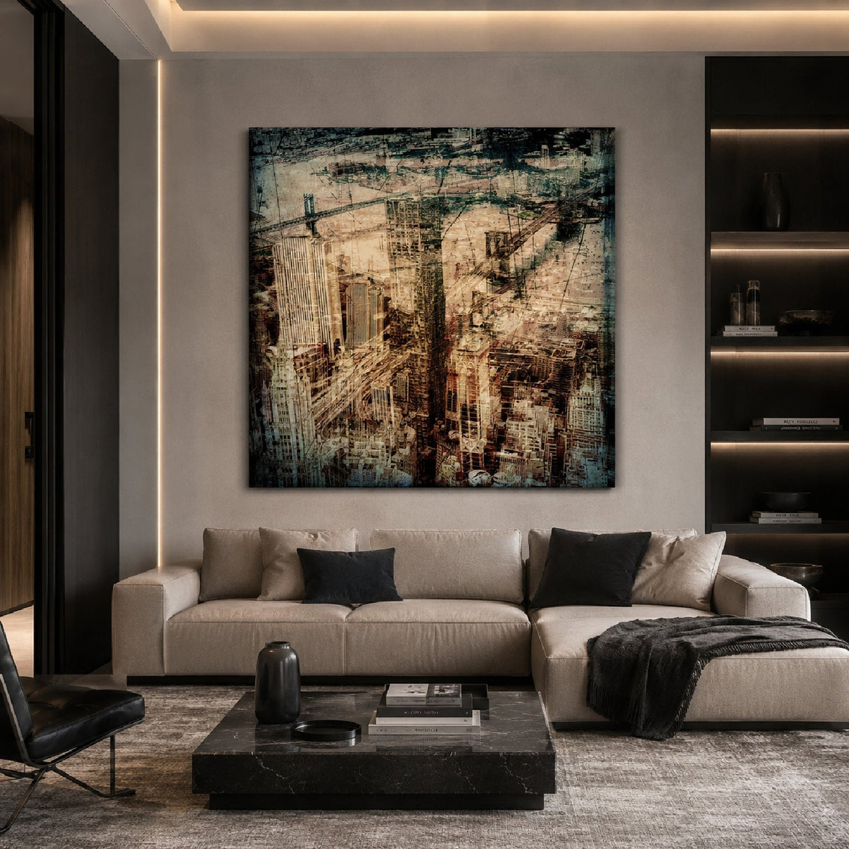 The Bridges of NY Sepia City Architecture photographic art print by Cobra Art, alternate view 2