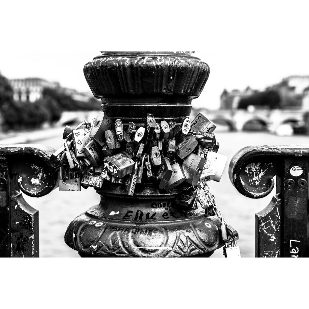 Love Locks Paris, Seine Black & White France photographic art print by Cobra Art