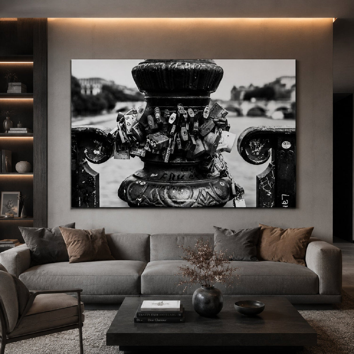Love Locks Paris, Seine Black & White France photographic art print by Cobra Art, alternate view 2