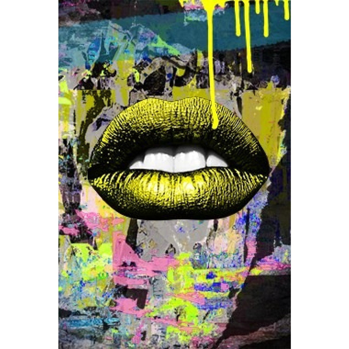 Modern European furniture - Multicolored Graphic Lips Photographic Art - www.oroa.com