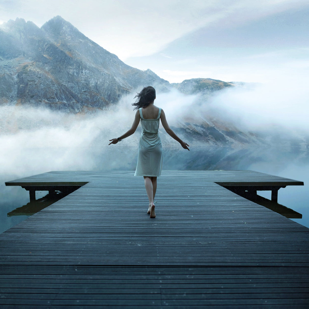 Freedom Woman & Ocean Waves photographic art print by Cobra Art