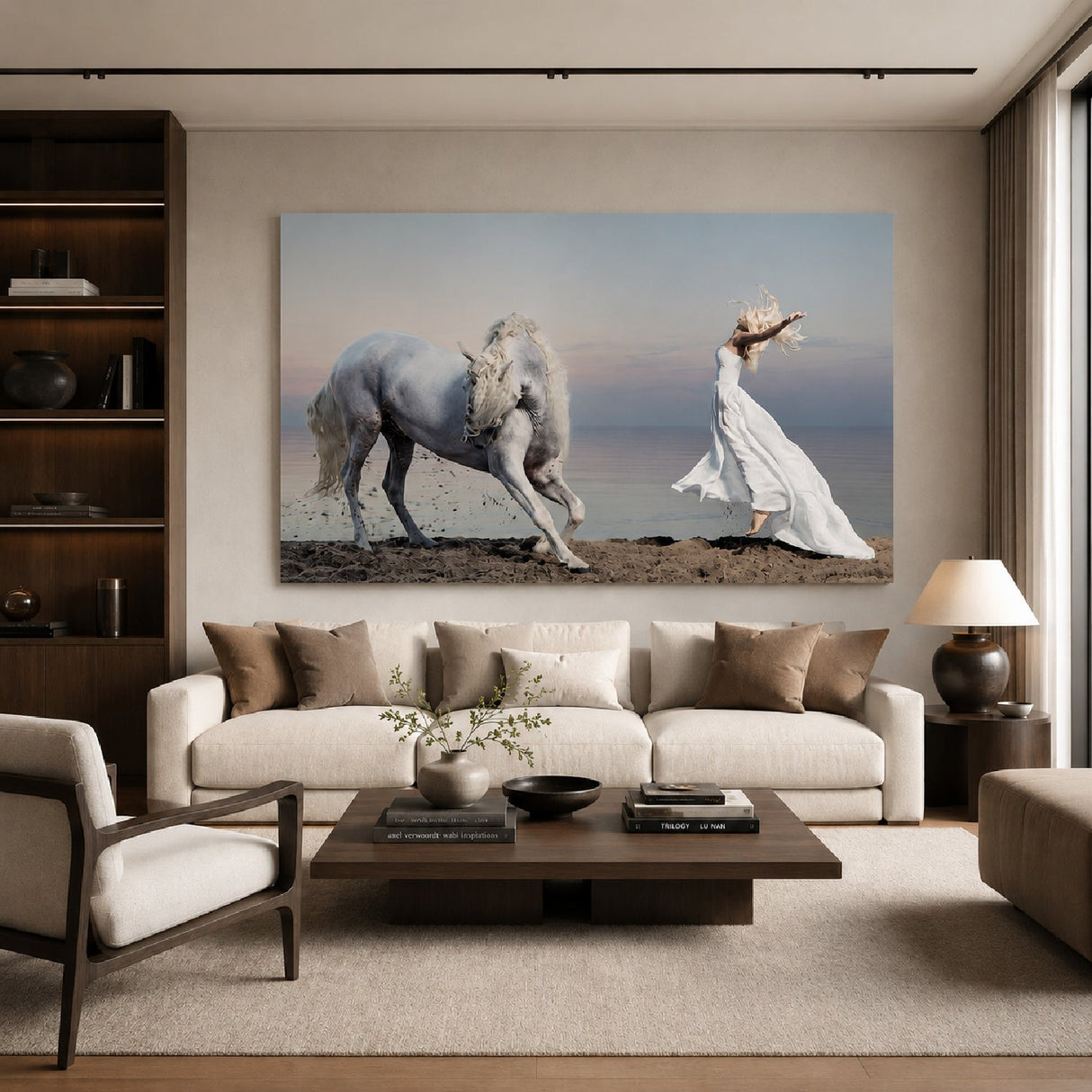 Living On Your Breath Woman & Silver Horse photographic art print by Cobra Art, alternate view 2