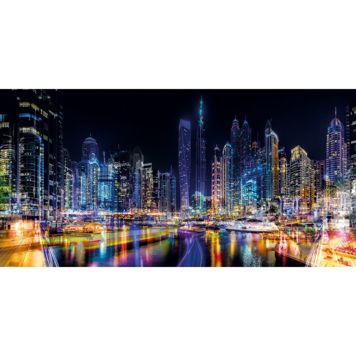 Dubai nights Illuminated Skyscrapers photographic art print by Cobra Art