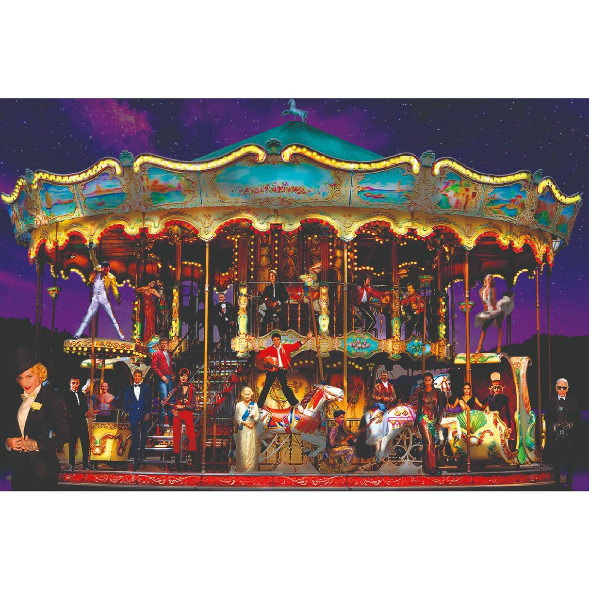 Starry Starry Night Celebrities On A Carousel photographic art print by Cobra Art