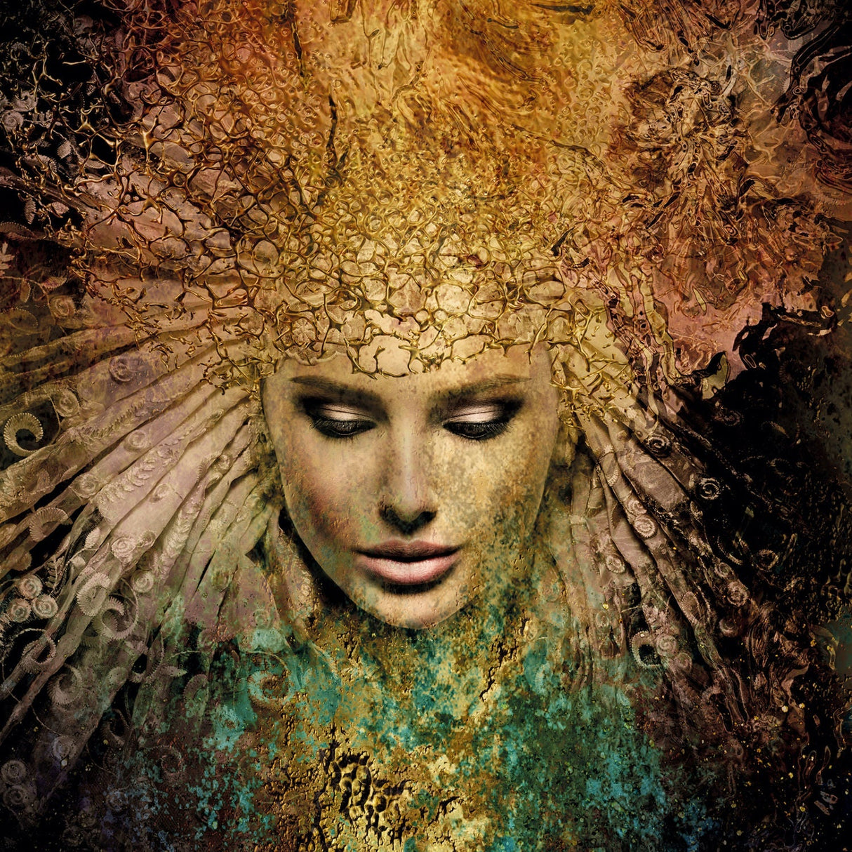 Waiting for Midas Golden Headdressed Woman photographic art print by Cobra Art