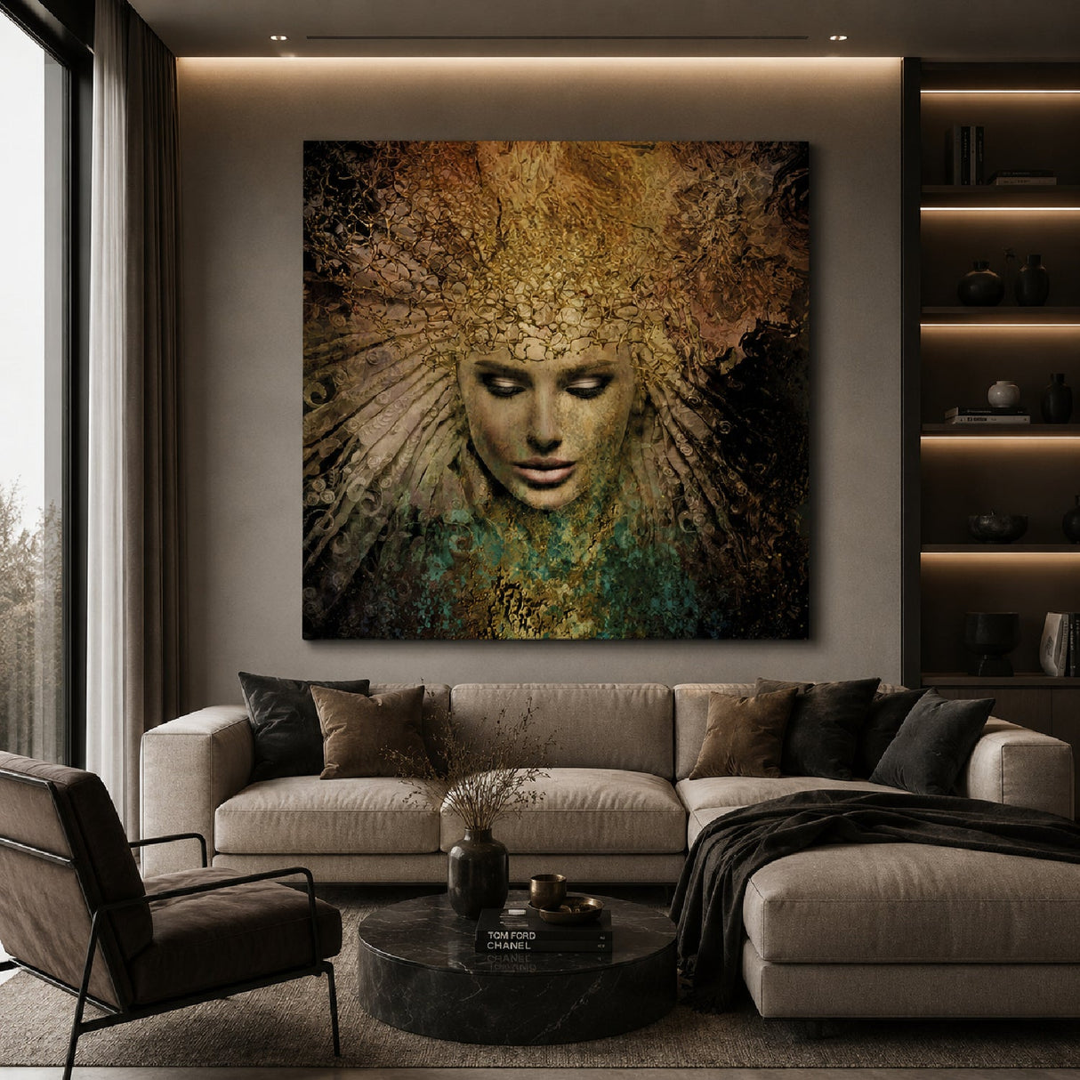 Waiting for Midas Golden Headdressed Woman photographic art print by Cobra Art, alternate view 2