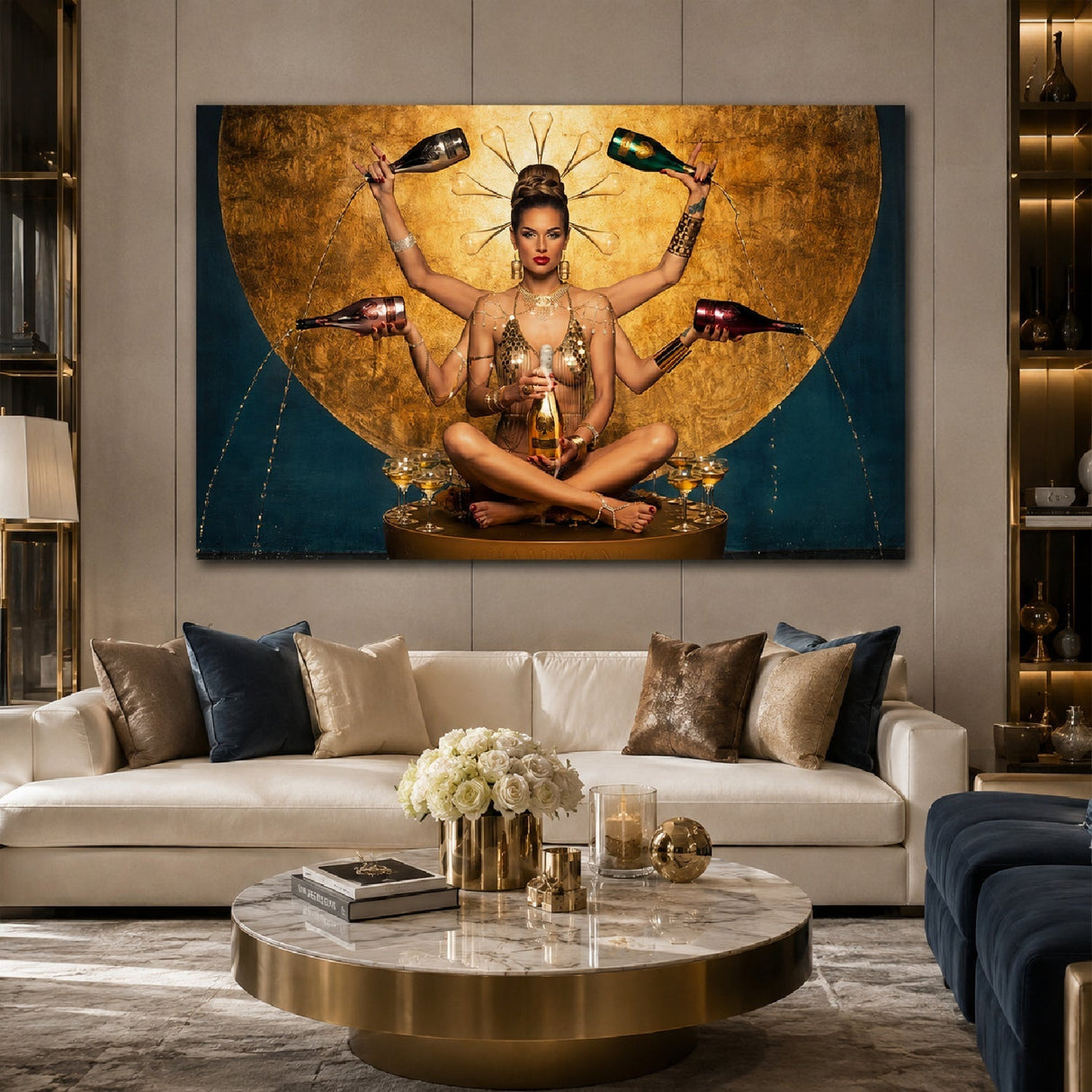 Champagne Goddess Surrealistic Gold Woman photographic art print by Cobra Art, alternate view 2