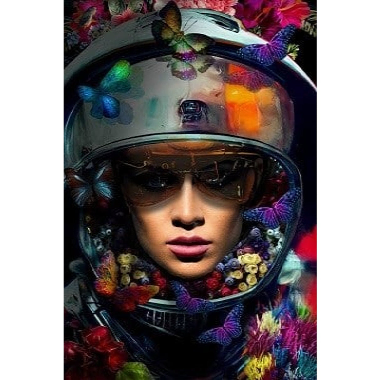 Modern European furniture - Woman In Flowery Helmet Photographic Art - www.oroa.com