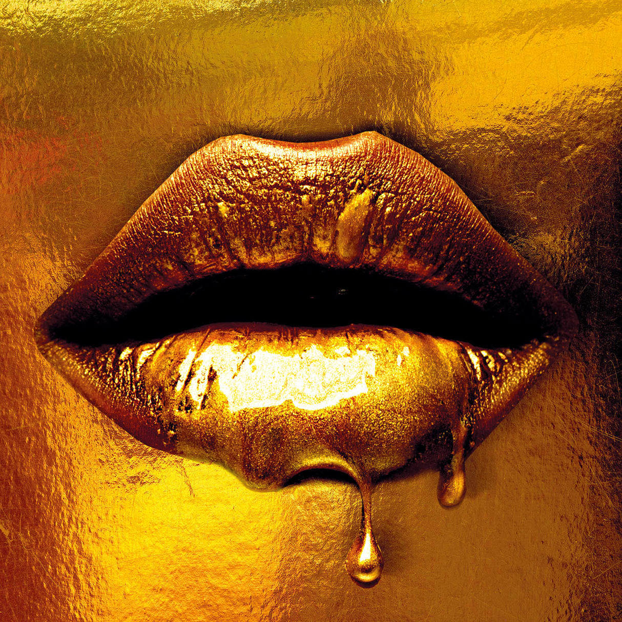 Taste of Gold Gold Dripped Lips photographic art print by Cobra Art