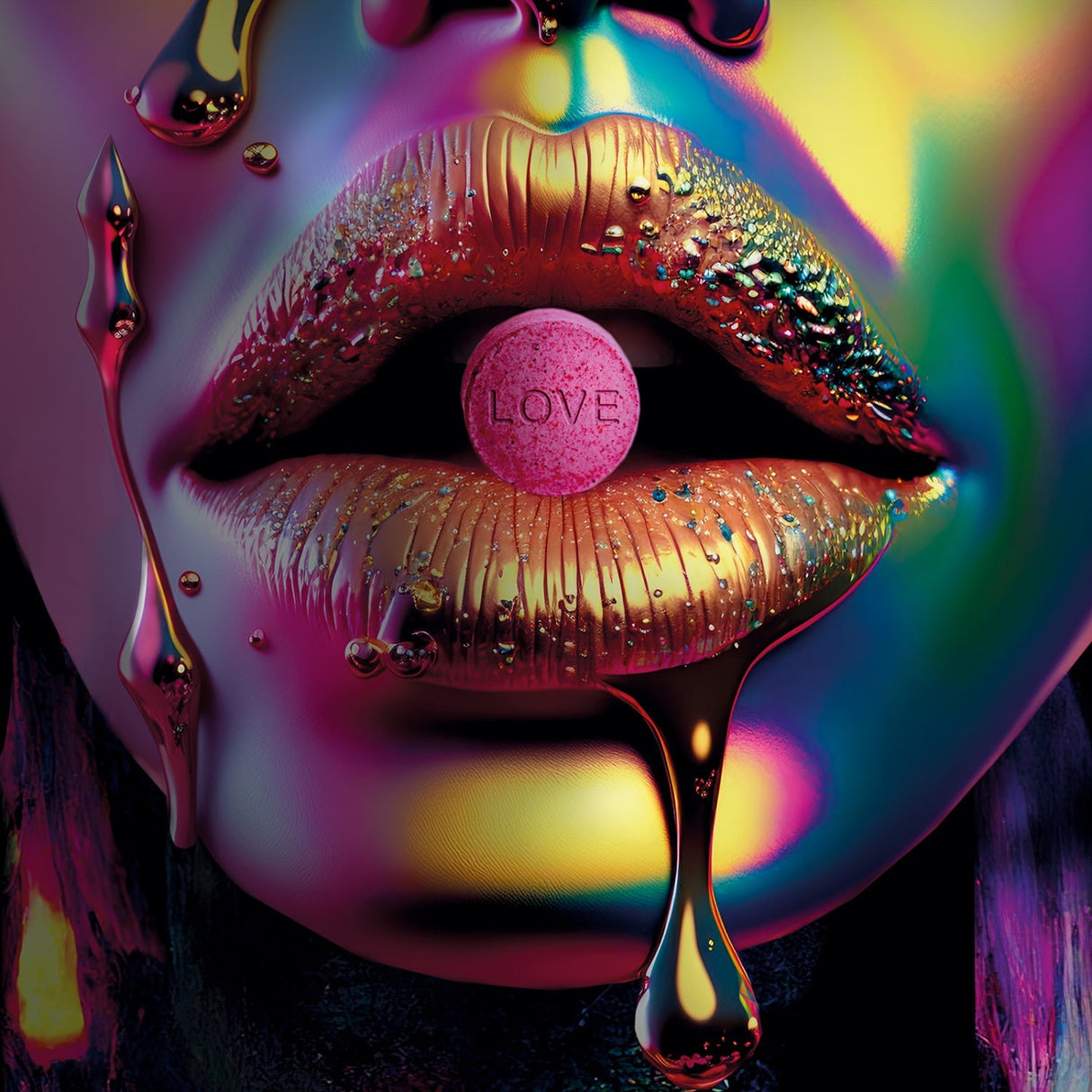Mothers Little Helper Iridescent Lips photographic art print by Cobra Art