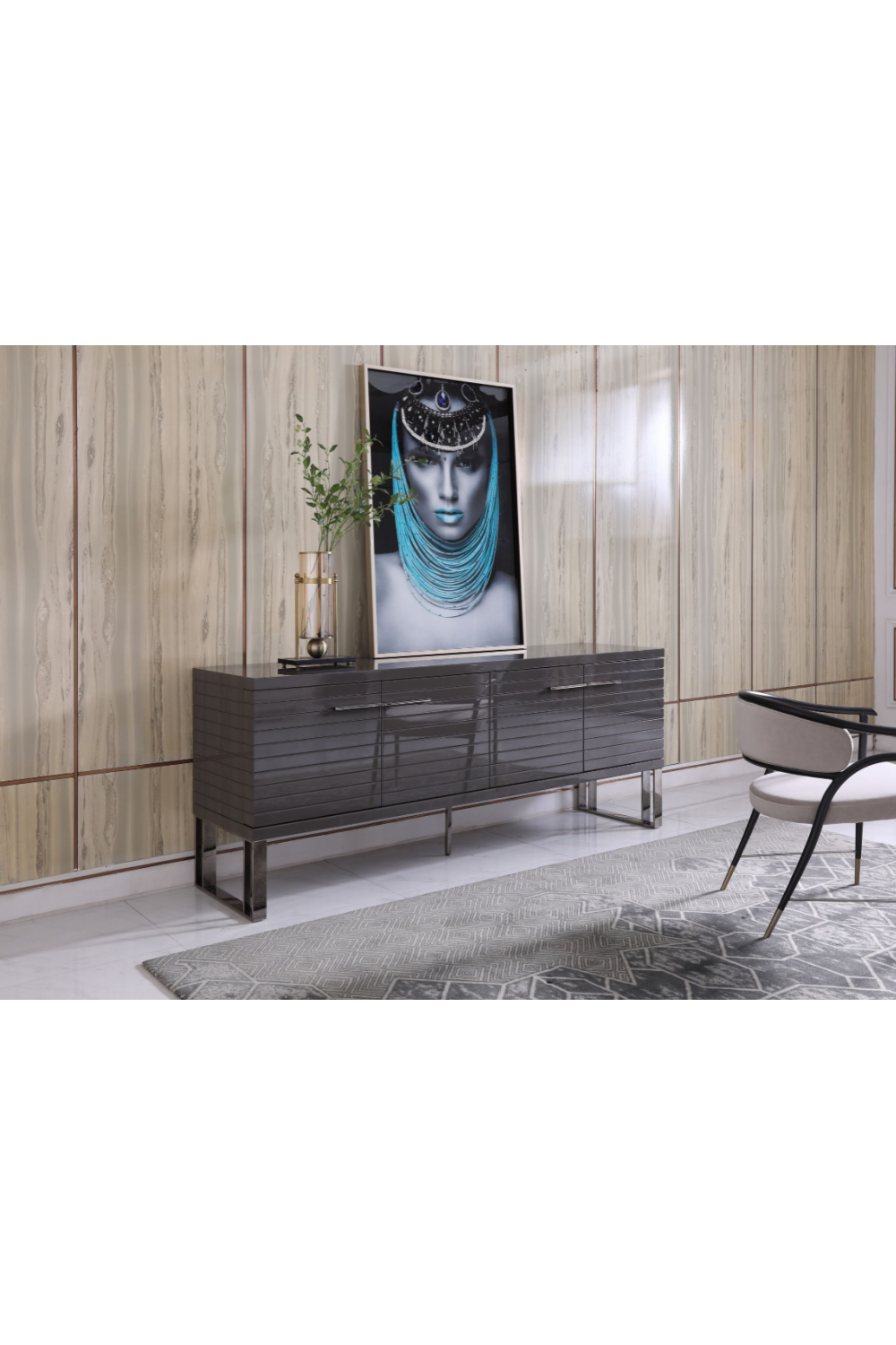 Gray Slatted 4-Foor Sideboard | OROA Modern Splendor | Oroa.com