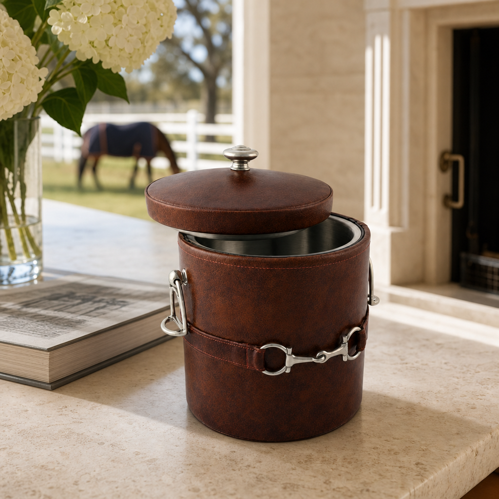 Equestrian Horse Bit Vegan Leather Ice Bucket - OROA
