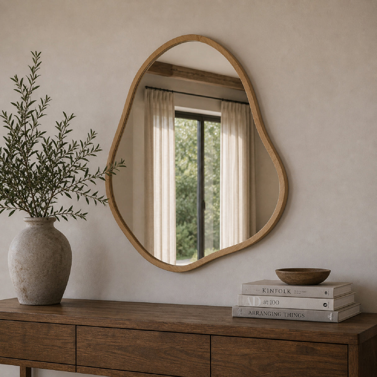 Modern European furniture - Organic-Shaped Bamboo Mirror - www.oroa.com | Oroa.com