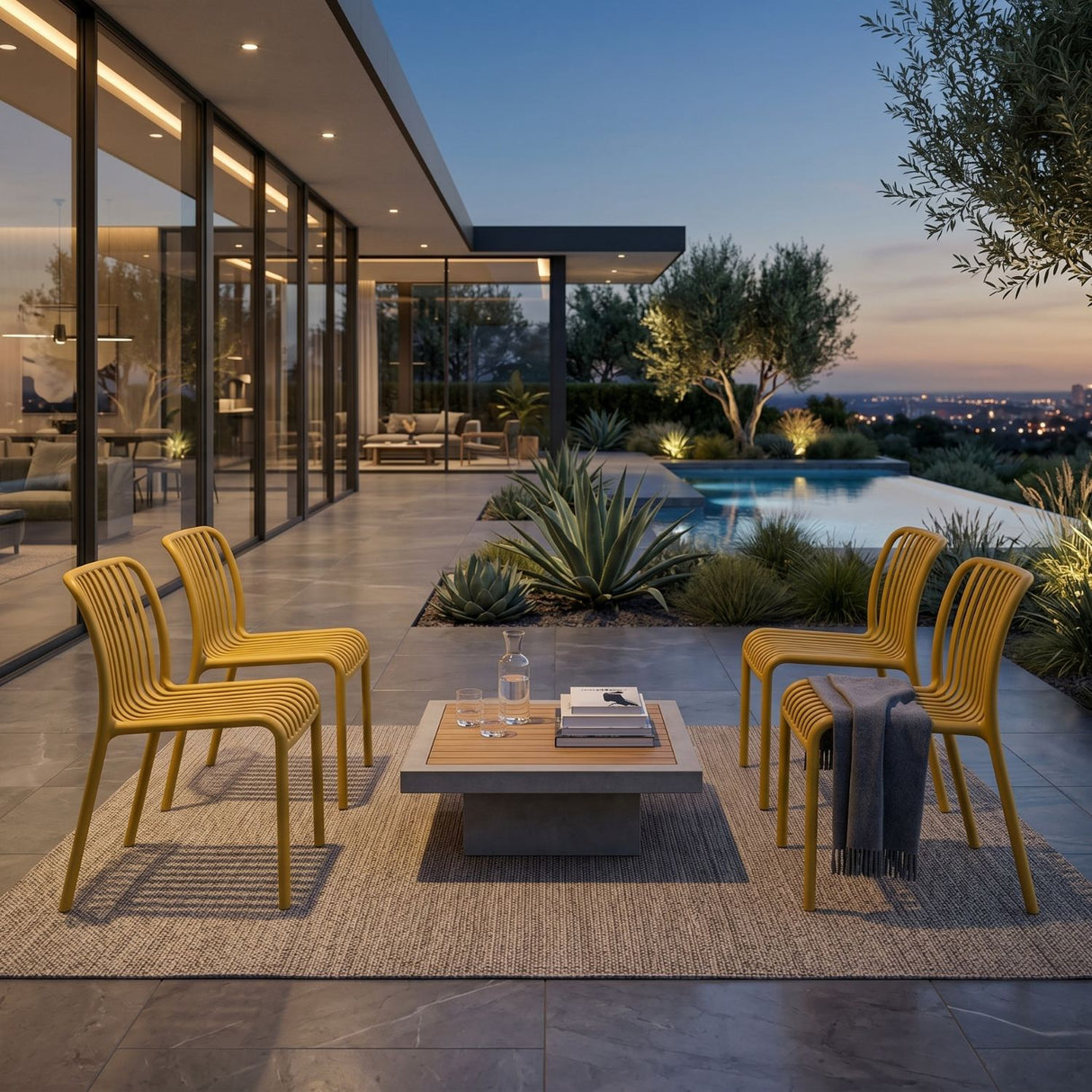 Modern furniture - Molded Outdoor Stackable Chairs (4) - www.oroa.com | Oroa.com