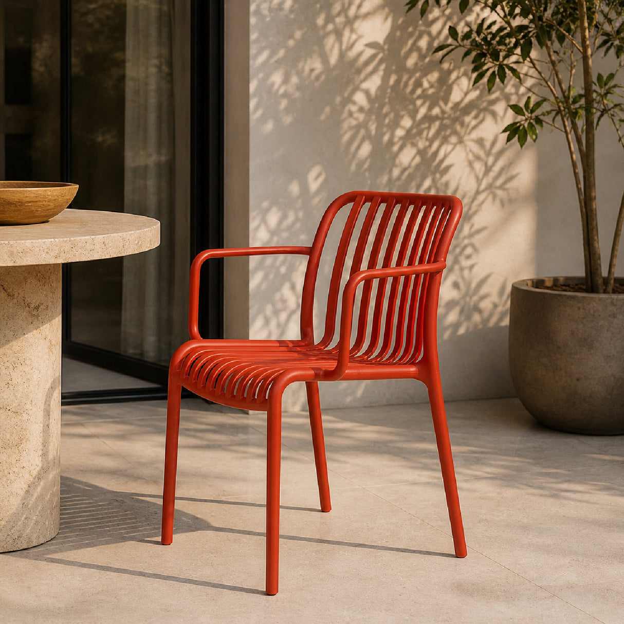 Modern European furniture - Colored Stackable Outdoor Dining Armchairs (4) - www.oroa.com | Oroa.com