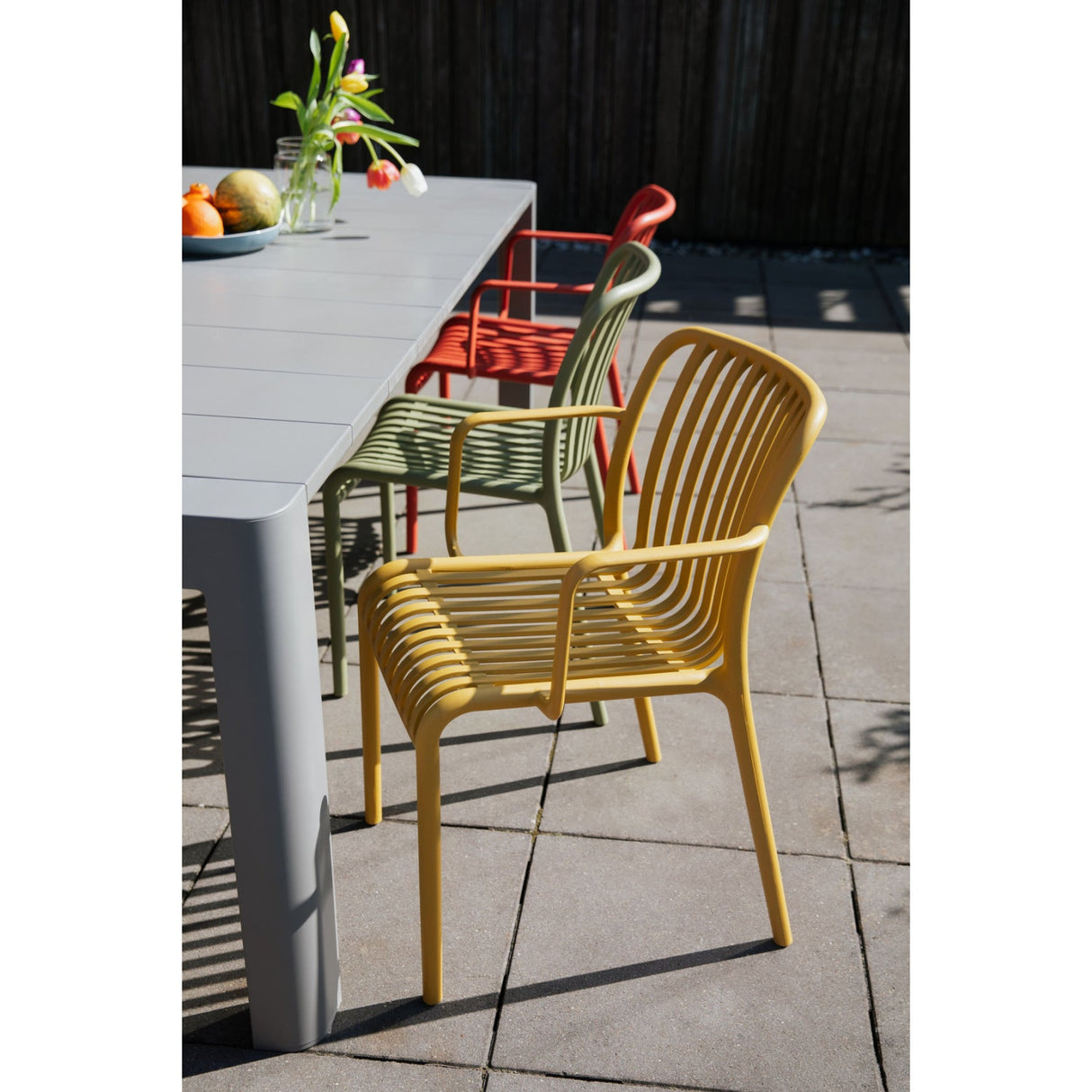 Modern European furniture - Colored Stackable Outdoor Dining Armchairs (4) - www.oroa.com | Oroa.com