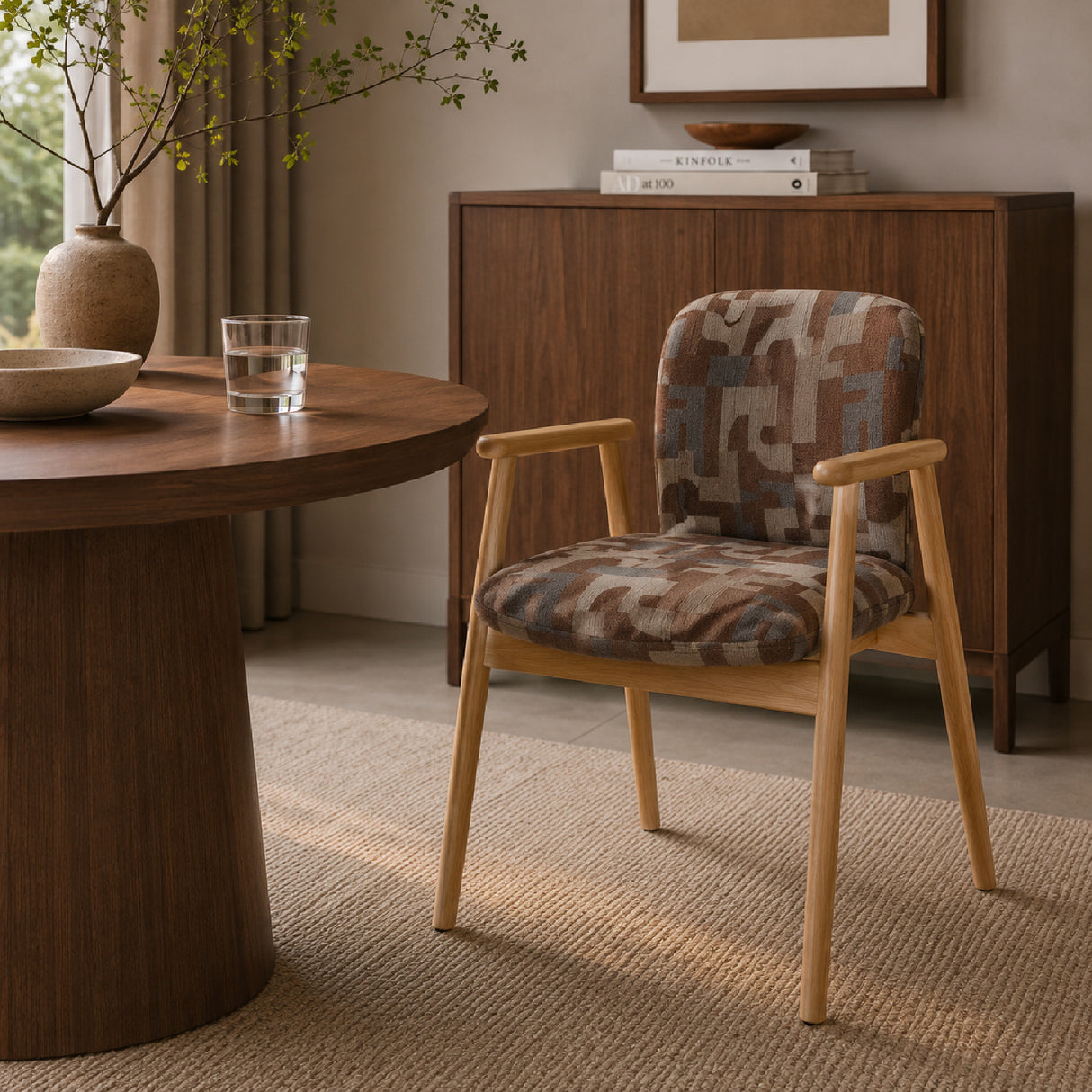 Modern European furniture - Brown Printed Dining Armchairs (2) - www.oroa.com | Oroa.com