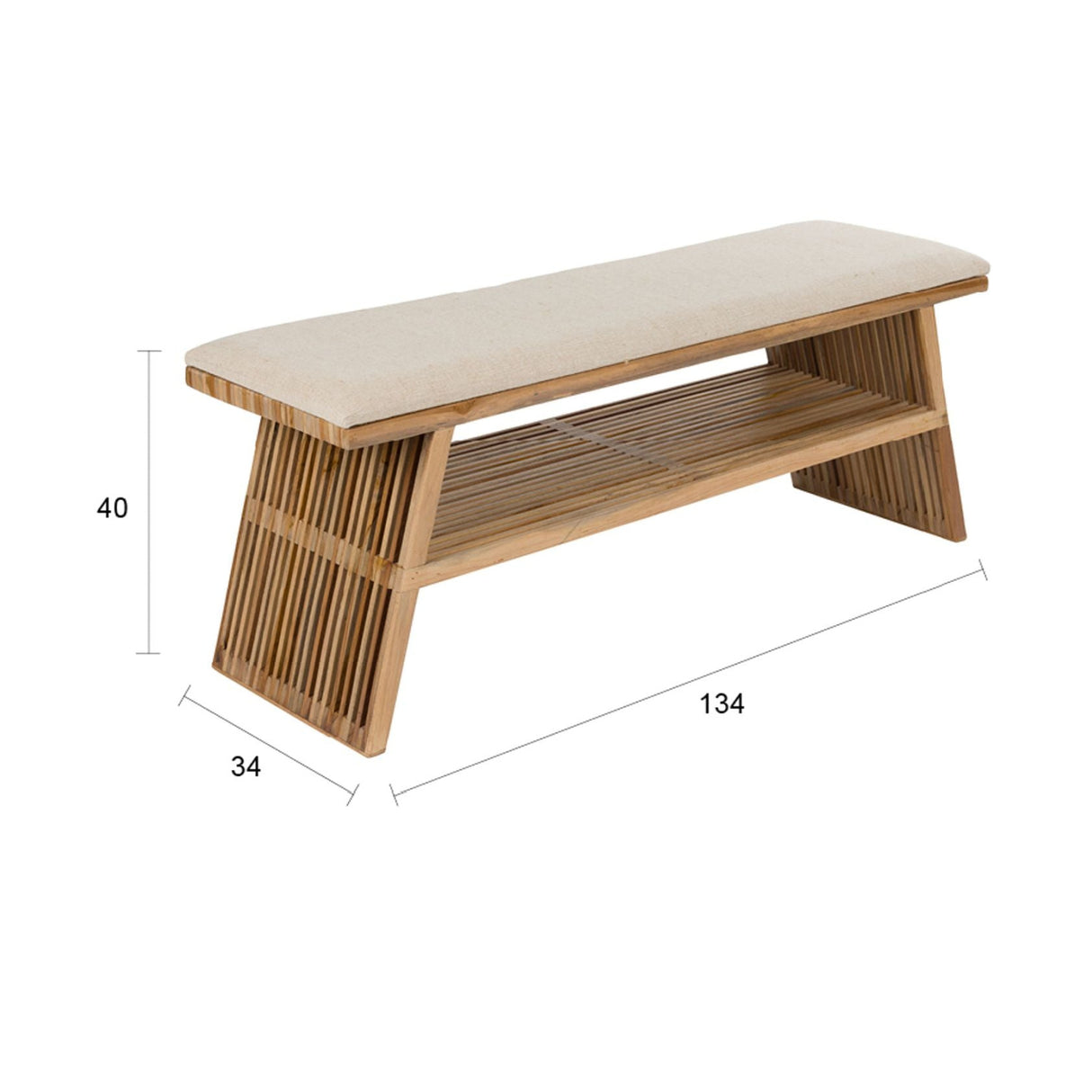 Modern European furniture - Cotton Seat Teak Bench - www.oroa.com | Oroa.com