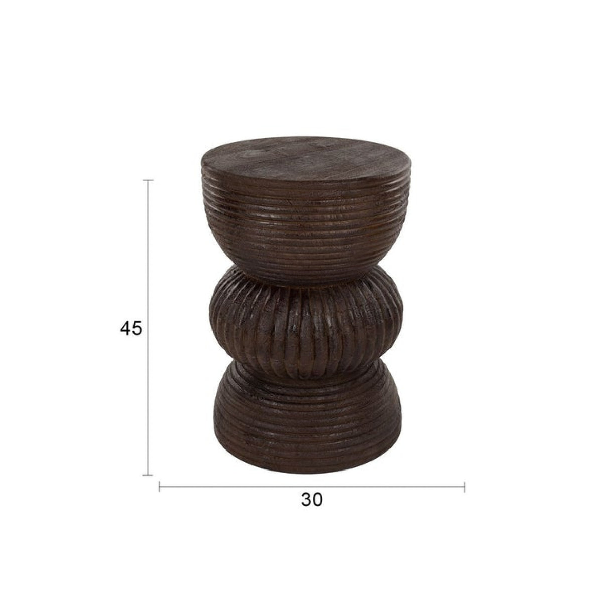 Modern European furniture - Brown Wooden Fluted Side Table - www.oroa.com | Oroa.com