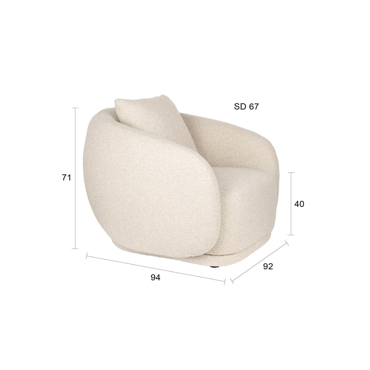 Modern furniture - Beige Chunky Lounge Chair - www.oroa.com | Oroa.com