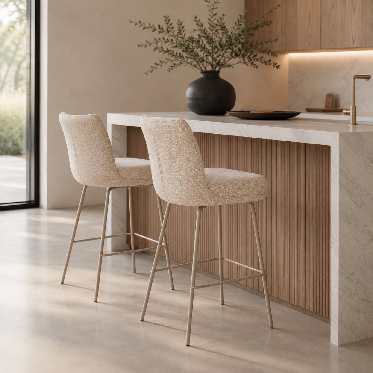 Upholstered High-Back Counter Stools (2) | Oroa.com
