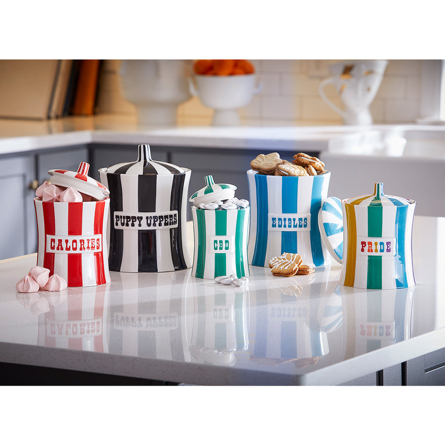 Vertical Striped Porcelain Canister | Jonathan Adler Vice | Oroa.com