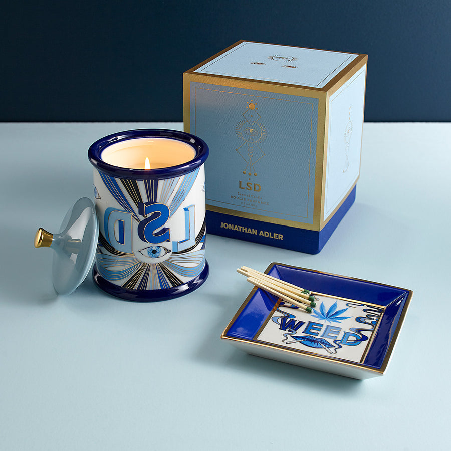 Blue Porcelain LSD Candle | Jonathan Adler Druggist | Oroa.com