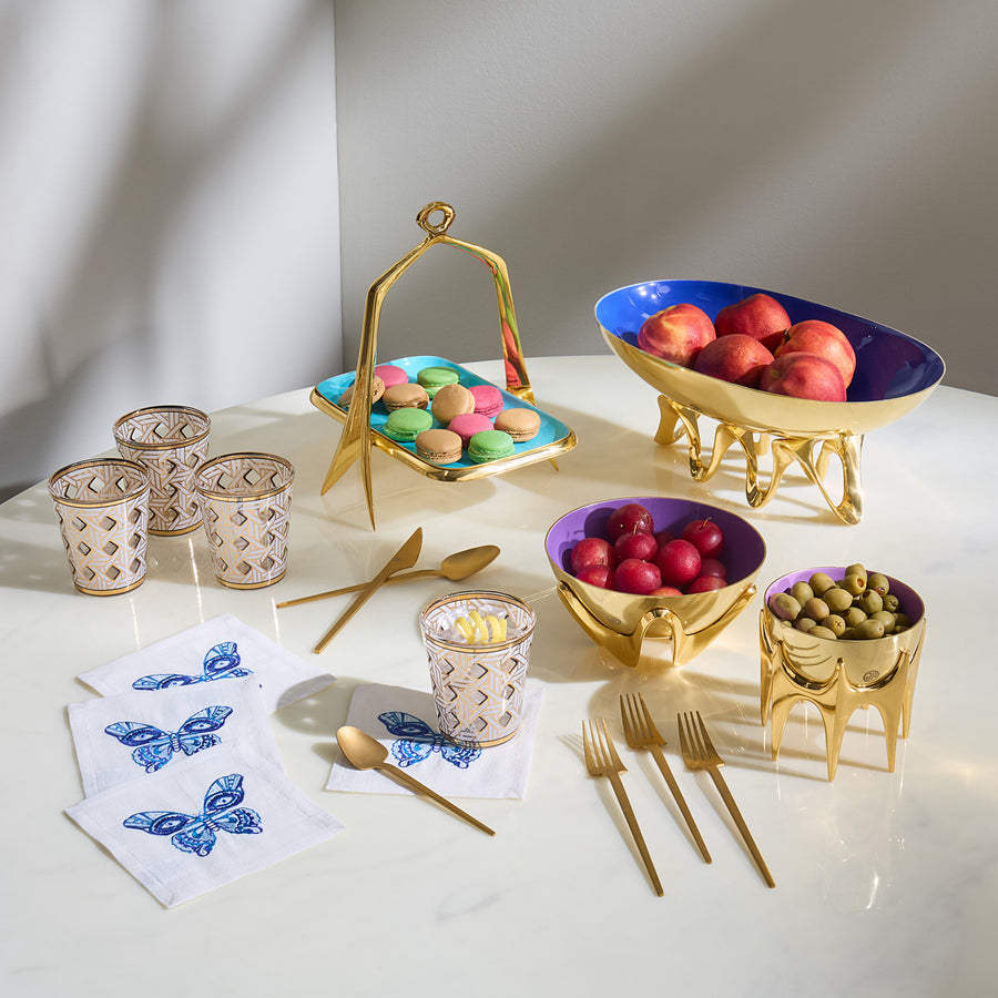 Turquoise Interior Golden Tray | Jonathan Adler Oscar | Oroa.com