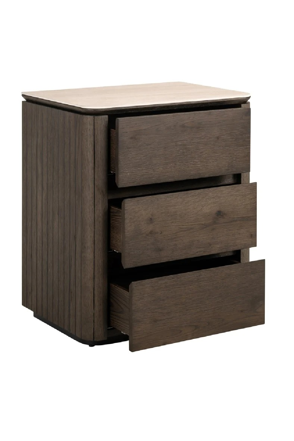 Brown Oak 3-Drawer Nightstand | Oroa.com