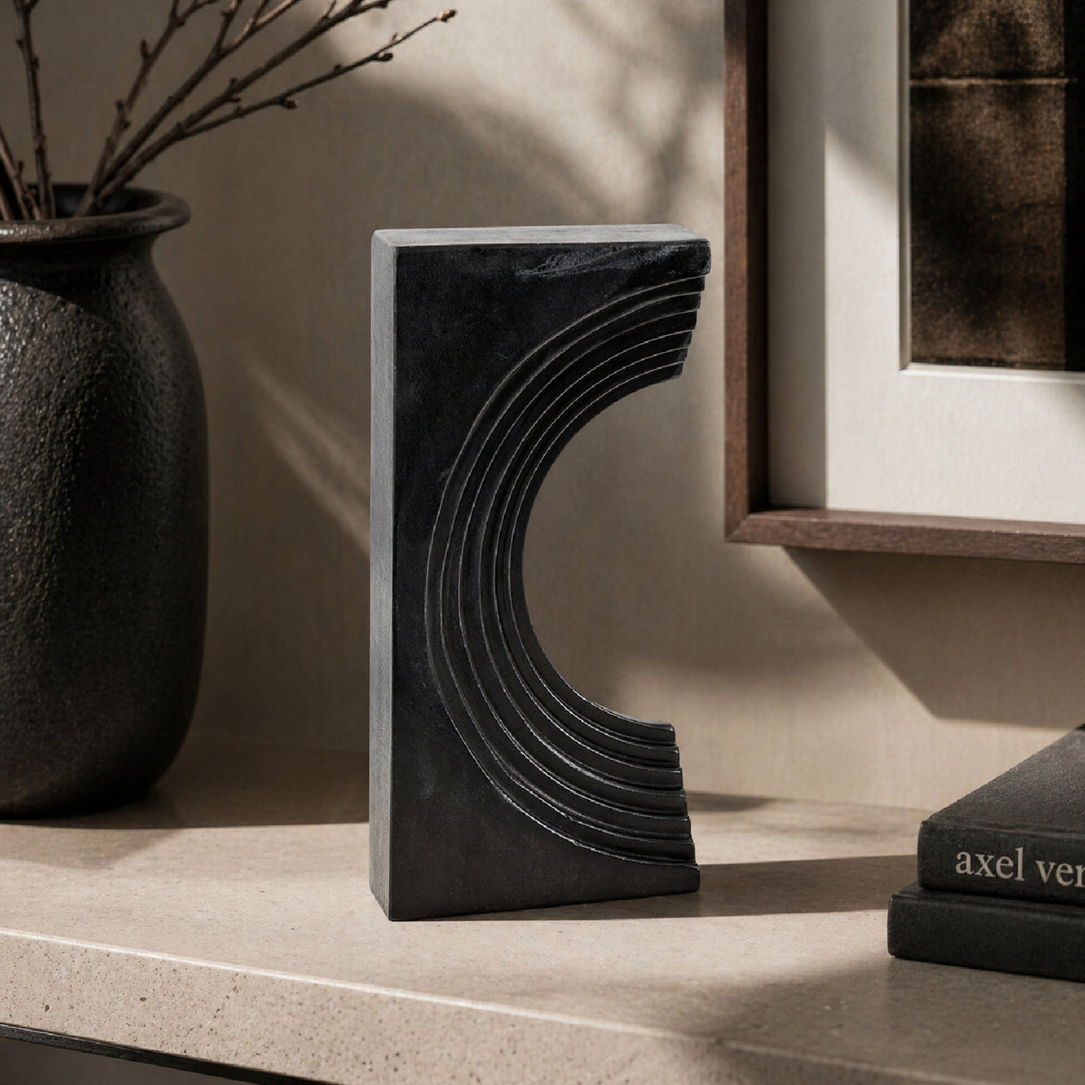 Modern European furniture - Marble Concave Sculpture - www.oroa.com