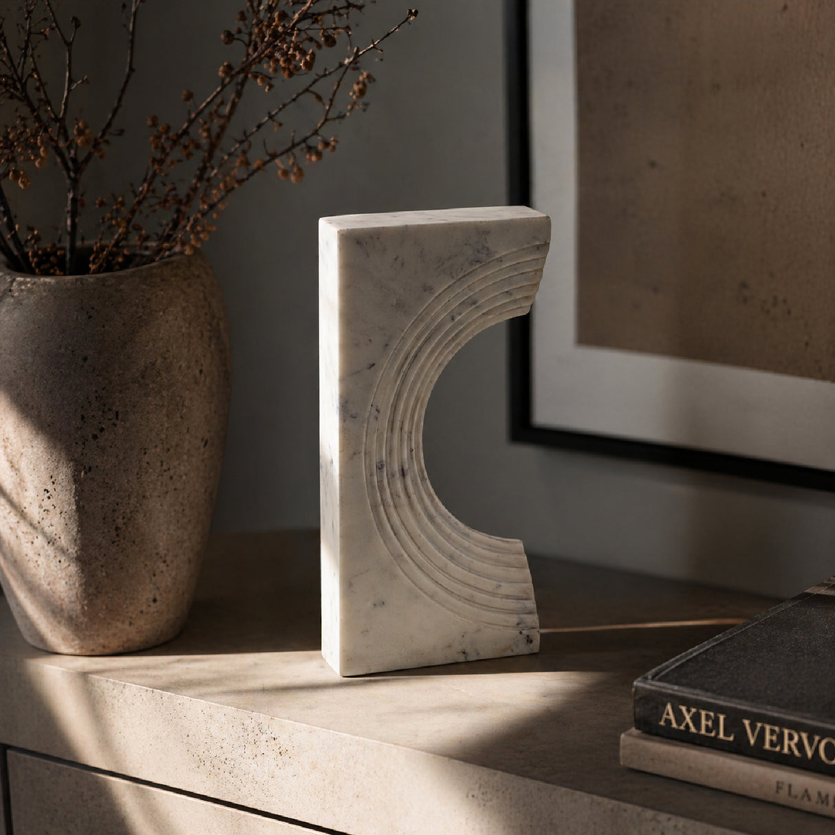 Modern European furniture - Marble Concave Sculpture - www.oroa.com