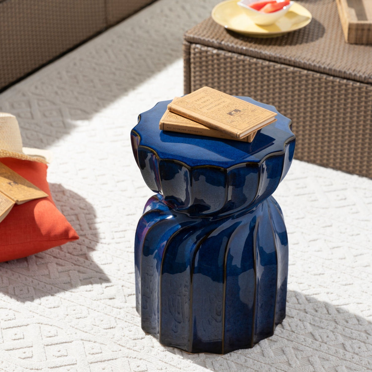 Modern European furniture - Twisted Hourglass Ceramic Garden Stool - www.oroa.com