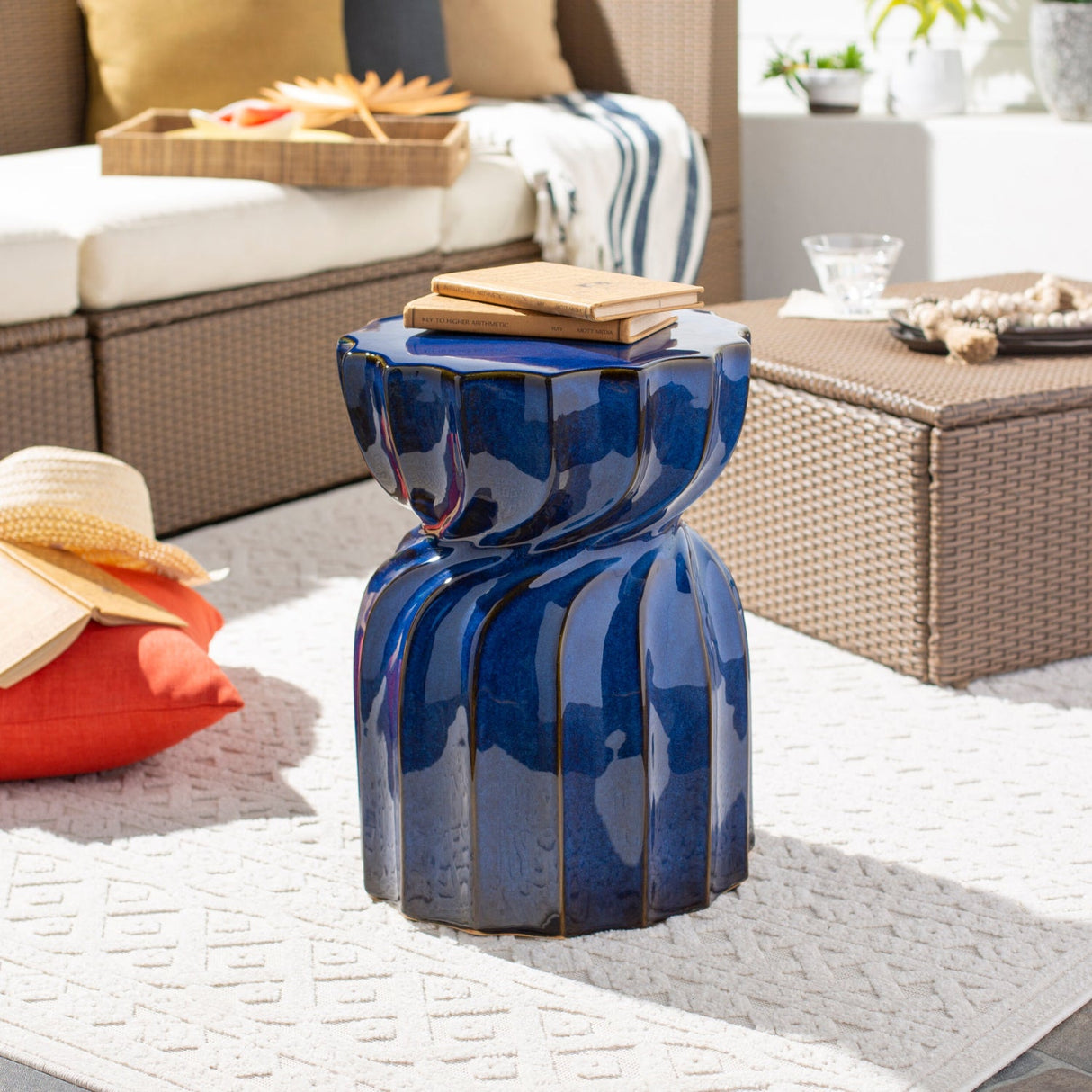 Modern European furniture - Twisted Hourglass Ceramic Garden Stool - www.oroa.com
