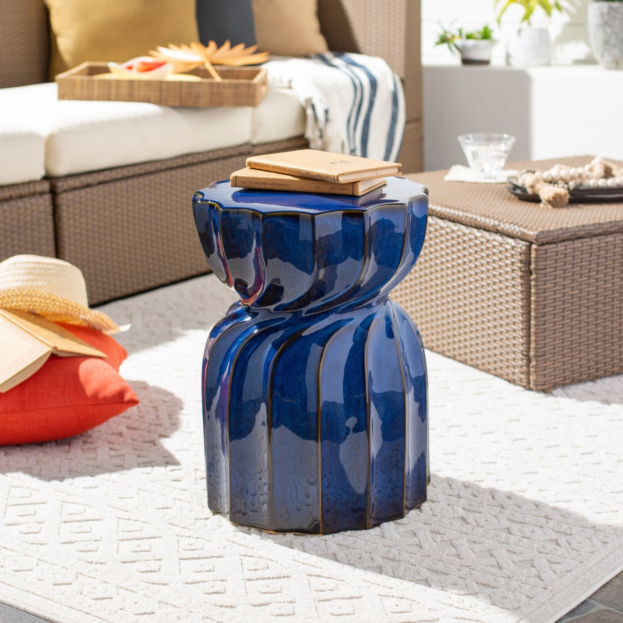 Modern European furniture - Twisted Hourglass Ceramic Garden Stool - www.oroa.com