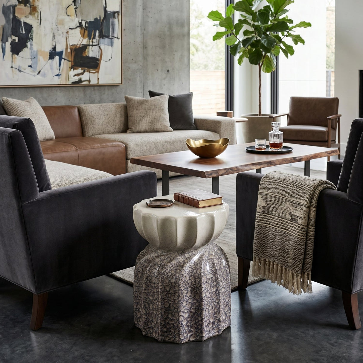Modern European furniture - Twisted Hourglass Ceramic Garden Stool - www.oroa.com