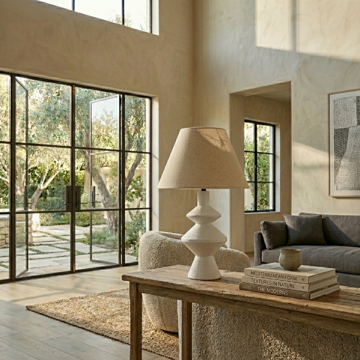 Modern European furniture - White Empire Linen Table Lamp - www.oroa.com