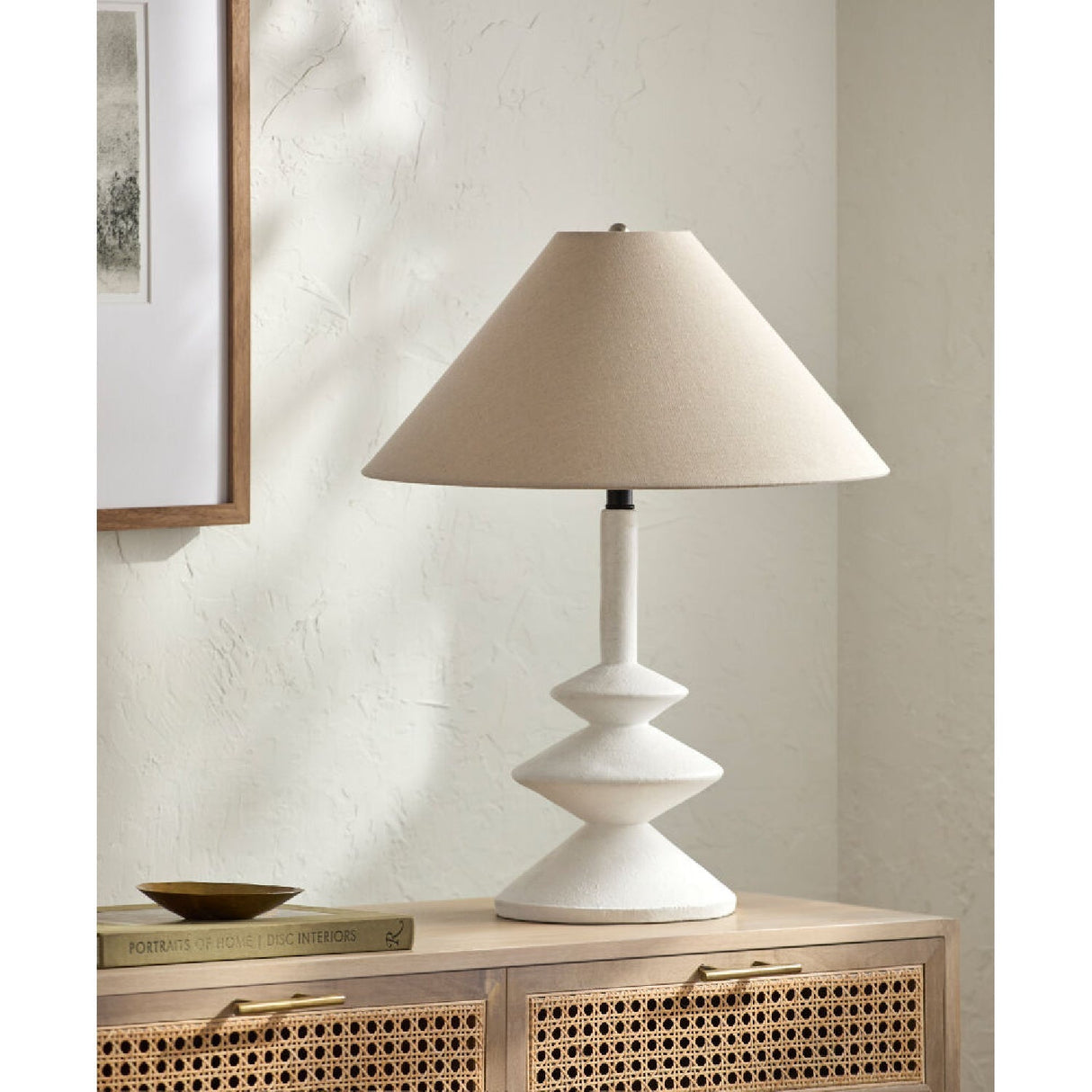 Modern European furniture - White Empire Linen Table Lamp - www.oroa.com