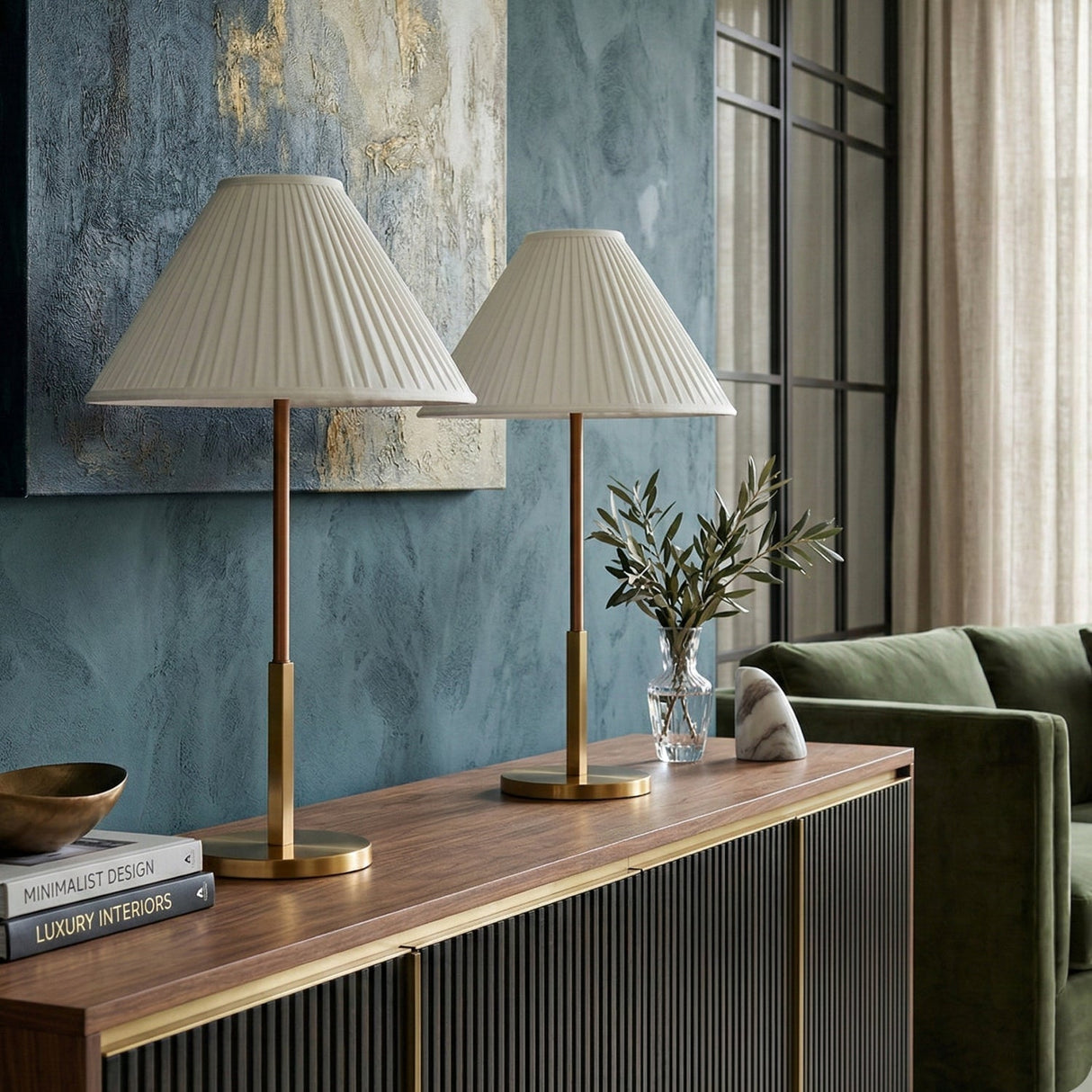 Modern European furniture - White Cotton Accent Table Lamps (2) - www.oroa.com